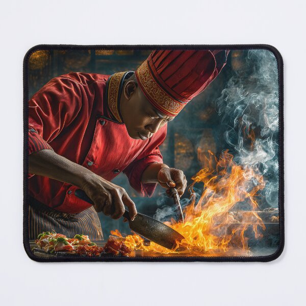Item preview, Dynamic Chef Creating Flames in a Culinary Masterpiece designed and sold by Artessie.