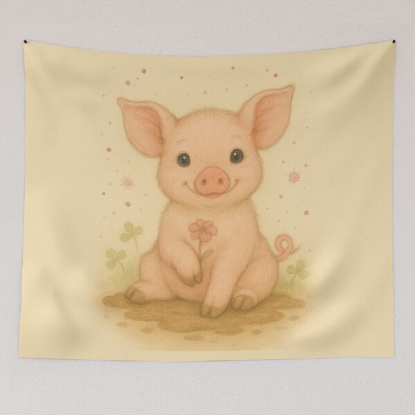 Item preview, Cute Baby Pig Watercolor Print designed and sold by KindCraftArt.