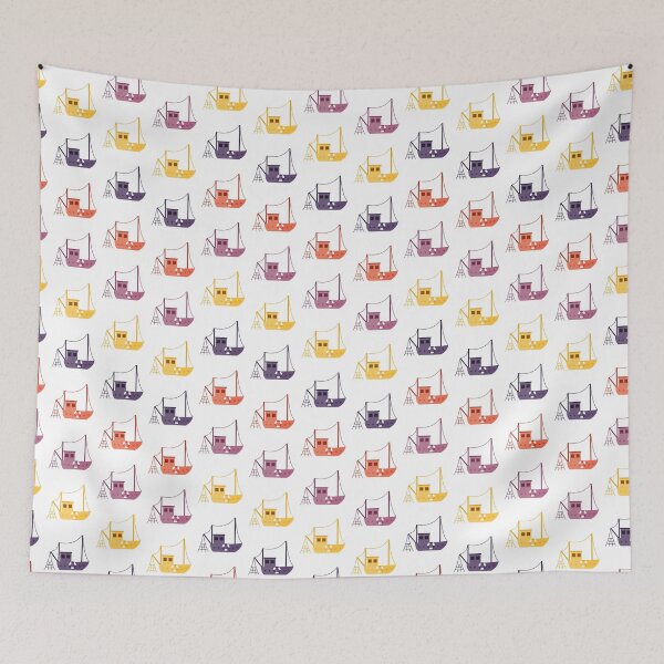 Item preview, Colourful fishing boats on white designed and sold by reneesillus.