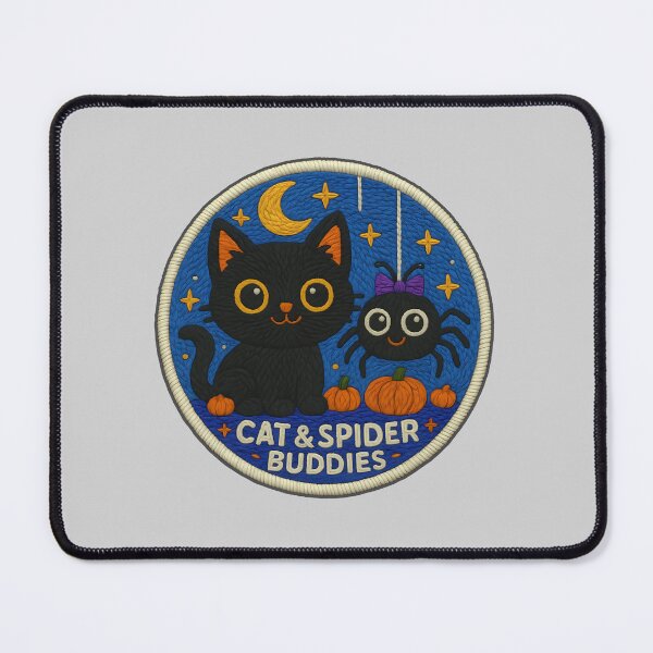 Item preview, Halloween Cat & Spider Embroidery Patch – Cute Black Cat with Friendly Spider Design designed and sold by Nuist25.
