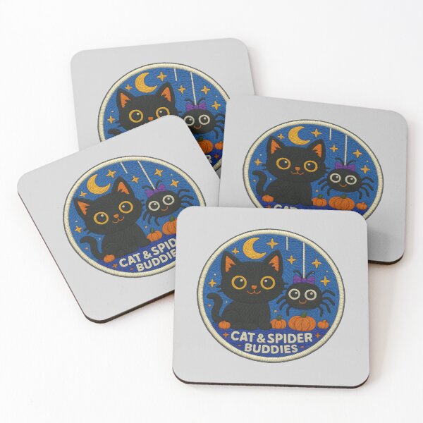 Item preview, Halloween Cat & Spider Embroidery Patch – Cute Black Cat with Friendly Spider Design designed and sold by Nuist25.