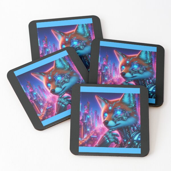 Item preview,  Fox with Neon Eyes – Futuristic Digital Art designed and sold by Ulla22.