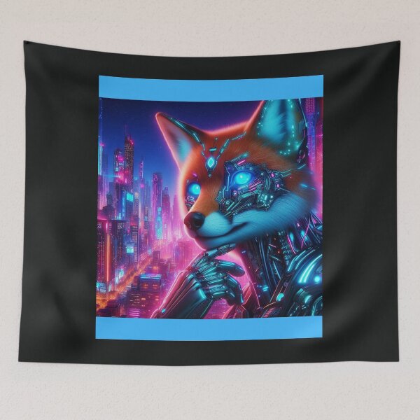 Item preview,  Fox with Neon Eyes – Futuristic Digital Art designed and sold by Ulla22.