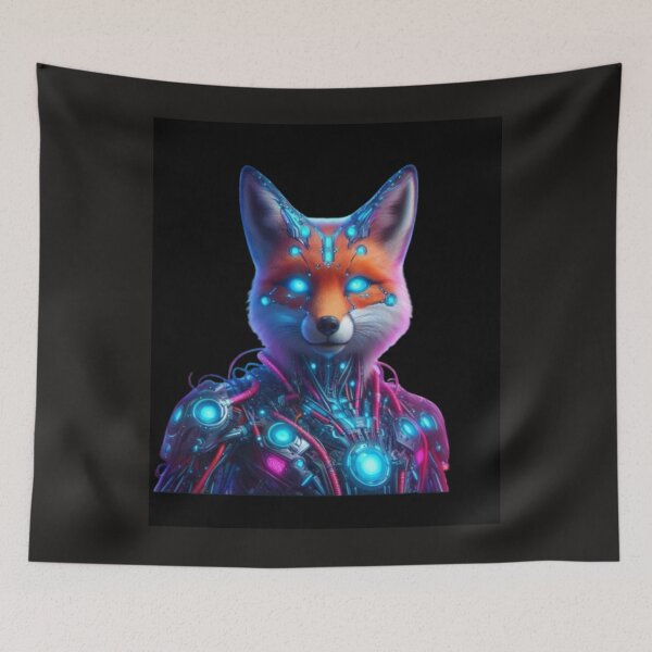 Item preview, Fox with Neon Eyes – Futuristic Digital Art designed and sold by Ulla22.