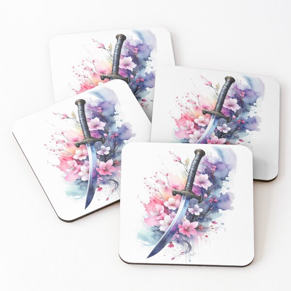 Item preview, Dagger sword with cherry blossoms and bright watercolors designed and sold by LiskoDesign.