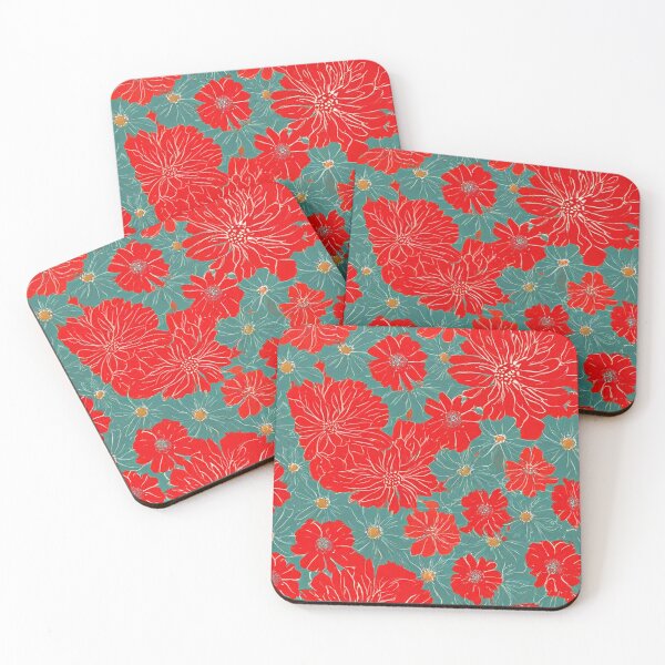 Item preview, Red and teal Floral Seamless Pattern designed and sold by SassyArtistry.