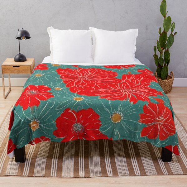 Item preview, Red and teal Floral Seamless Pattern designed and sold by SassyArtistry.