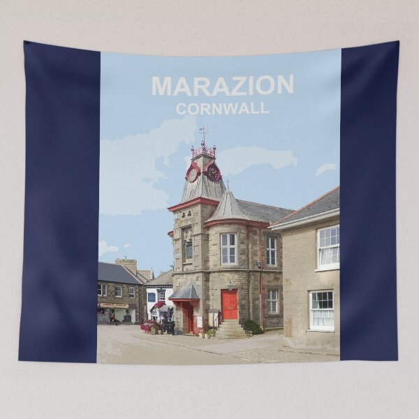 Item preview, Marazion Cornwall.  Cornish gift Kernow Travel location poster Penzance designed and sold by BarbaraGlebska.