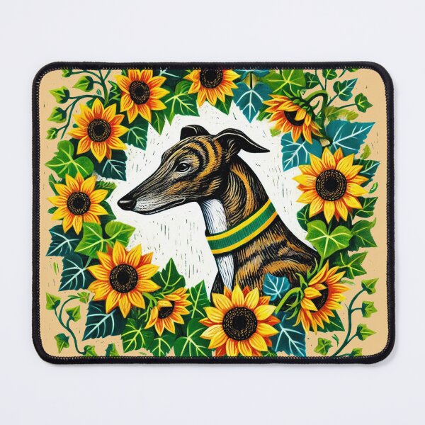 Item preview, Brindle Greyhound Sunflower designed and sold by FrictionMaxxing.