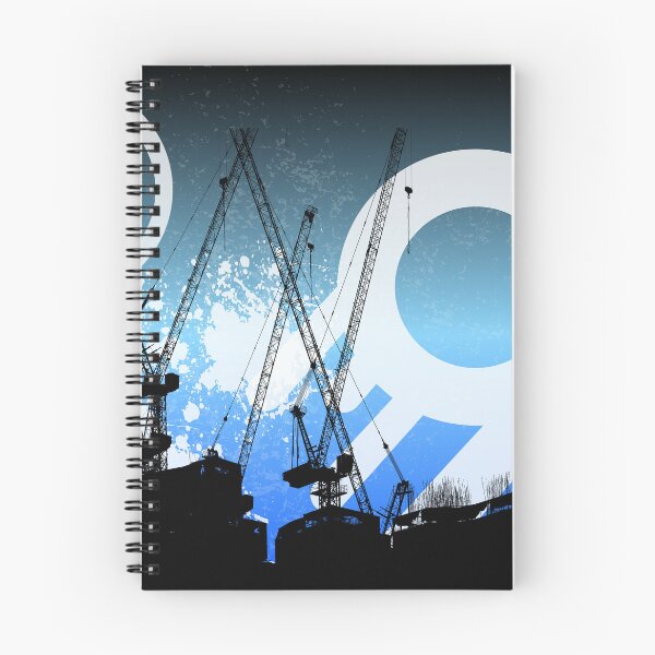 Item preview, Industrial Grunge Skyline – Blue Abstract Stencil with Cranes | Frutiger Metro designed and sold by Pics'Elle Creations.