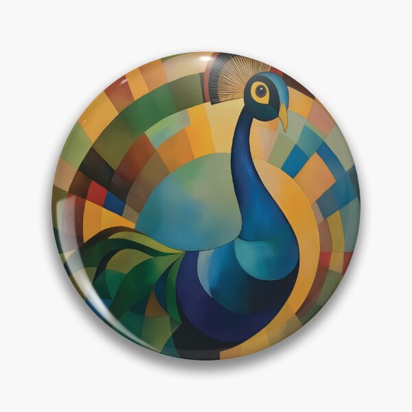 Item preview, Orphism style design of a peacock with abstract geometric shapes. designed and sold by HEMRO.