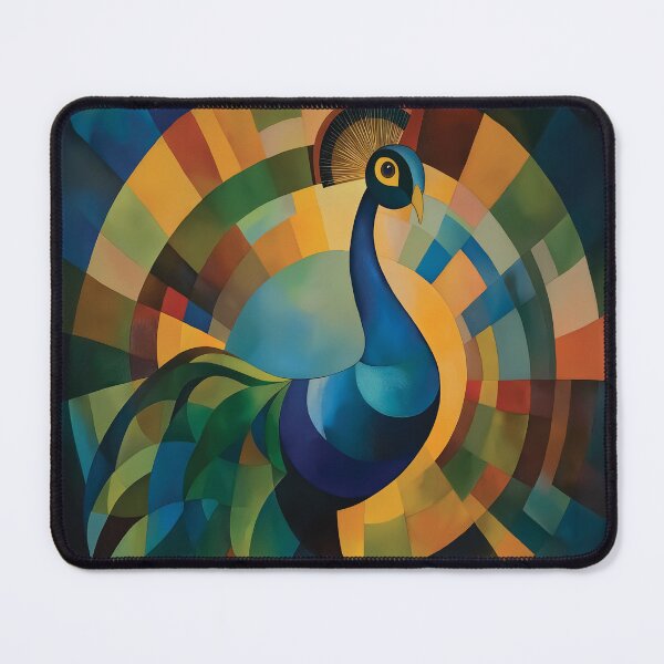 Item preview, Orphism style design of a peacock with abstract geometric shapes. designed and sold by HEMRO.