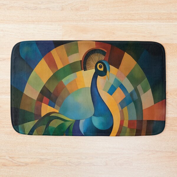 Item preview, Orphism style design of a peacock with abstract geometric shapes. designed and sold by HEMRO.