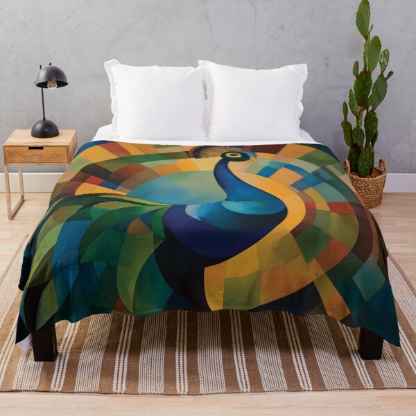 Item preview, Orphism style design of a peacock with abstract geometric shapes. designed and sold by HEMRO.