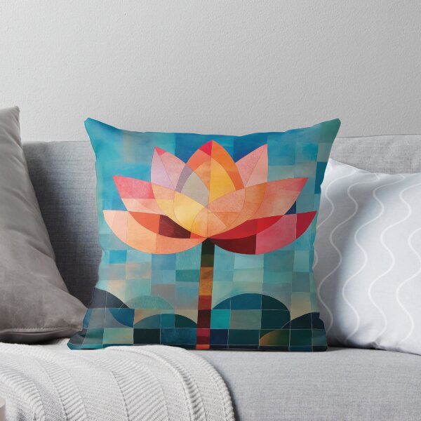 Item preview, A geometric and colorful design of a lotus on a blue background. designed and sold by HEMRO.