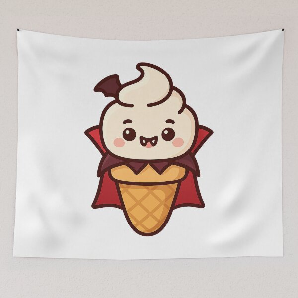 Item preview, Kawaii Halloween Vampire Ice Cream Cone Cute Spooky Dessert designed and sold by ThaiArtShop.