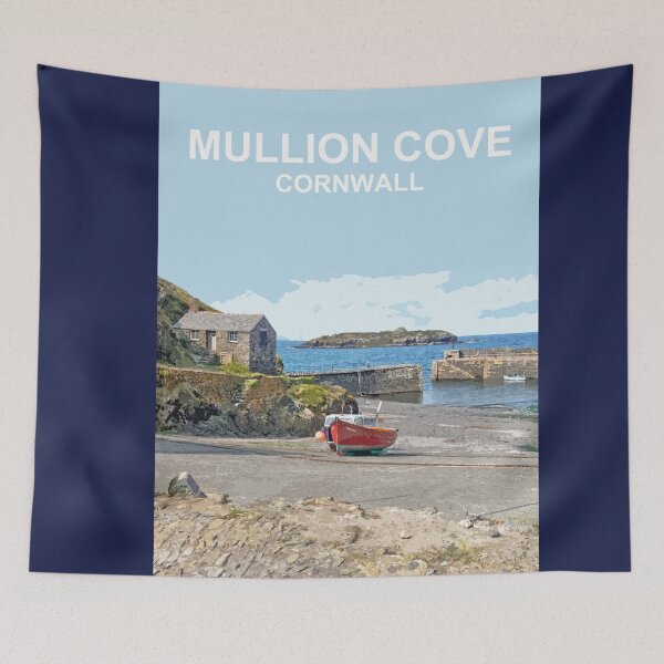 Item preview, Mullion Cove Cornwall.Lizard Peninsula Cornish gift Kernow Travel location poster  designed and sold by BarbaraGlebska.