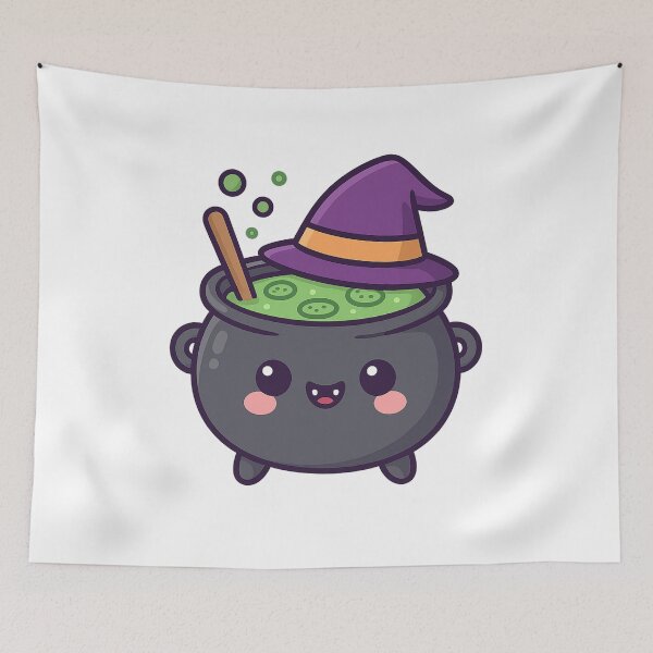 Item preview, Kawaii Halloween Witch Cauldron Cute Soup Cartoon designed and sold by ThaiArtShop.