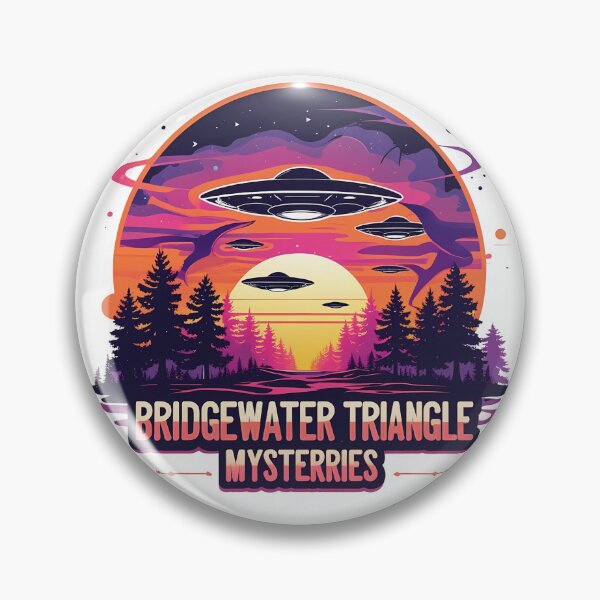 Item preview, Bridgewater Triangle Mysteries – Retro Paranormal UFO Cryptid Pine Forest Sunset Illustration designed and sold by LoliDesignShop.