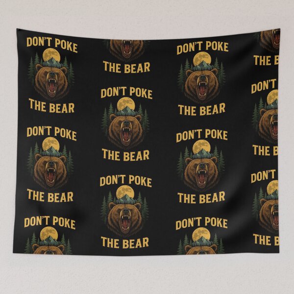 Item preview, Don't Poke The Bear – Angry Wild Grizzly Head, Mountains & Moon designed and sold by Lunaria Arts.