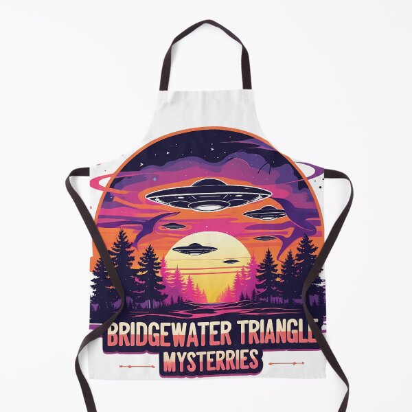 Item preview, Bridgewater Triangle Mysteries – Retro Paranormal UFO Cryptid Pine Forest Sunset Illustration designed and sold by LoliDesignShop.