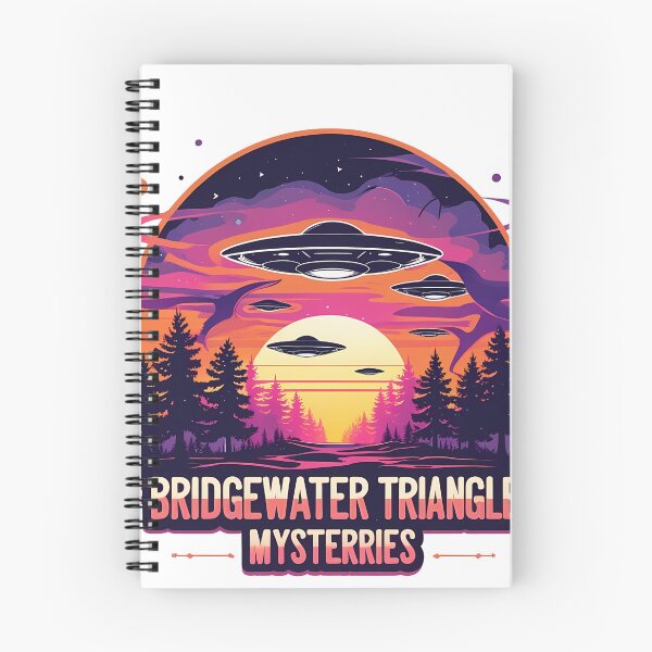 Item preview, Bridgewater Triangle Mysteries – Retro Paranormal UFO Cryptid Pine Forest Sunset Illustration designed and sold by LoliDesignShop.