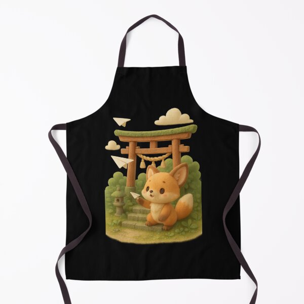 Item preview, Cute Fox sending washi paper planes over Torii steps - Cute Japanese Cottagecore 3D Art designed and sold by Moons Studio.