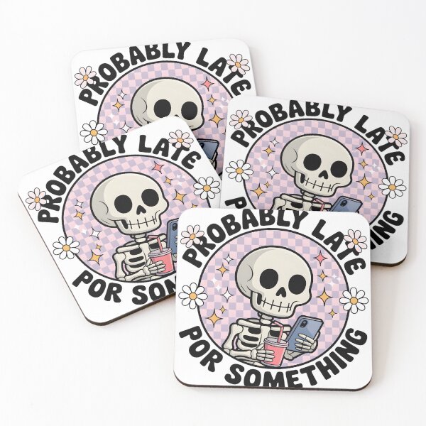 Item preview,  Probably Late Skeleton PNG - Cute Phone Drink designed and sold by Charlietule.