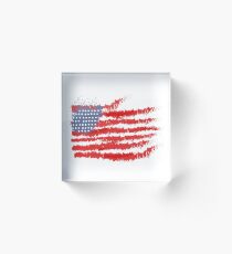 Grunge Flag of America for Patriots Acrylic Block