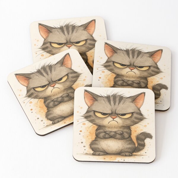 Item preview, Grumpy feline whimsical cat design artwork designed and sold by NivyasArtistry.