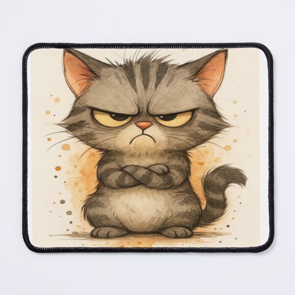 Item preview, Grumpy feline whimsical cat design artwork designed and sold by NivyasArtistry.