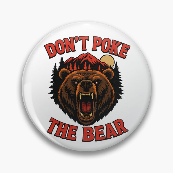 Item preview, Don’t Poke The Bear – Red Angry Grizzly Head, Mountains and Moon designed and sold by Lunaria Arts.