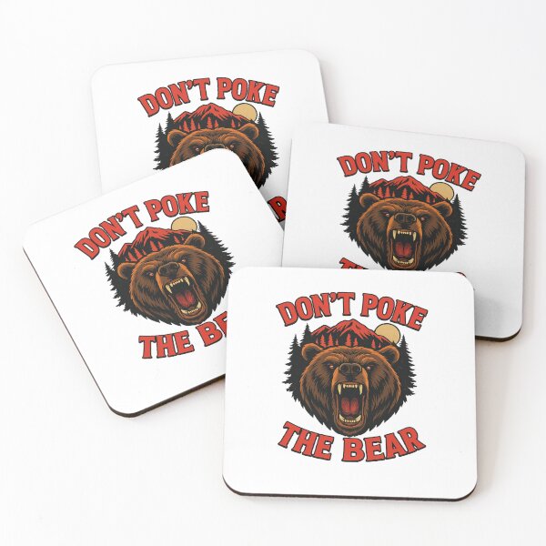 Item preview, Don’t Poke The Bear – Red Angry Grizzly Head, Mountains and Moon designed and sold by Lunaria Arts.