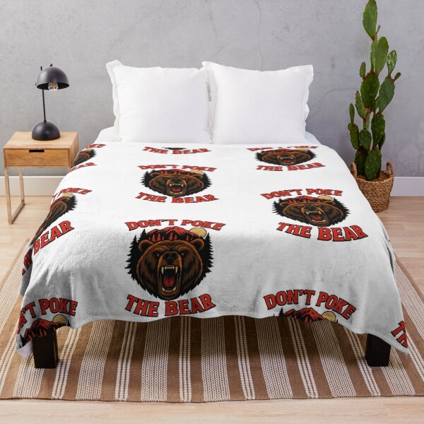 Item preview, Don’t Poke The Bear – Red Angry Grizzly Head, Mountains and Moon designed and sold by Lunaria Arts.