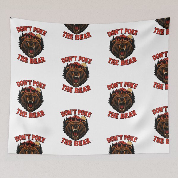 Item preview, Don’t Poke The Bear – Red Angry Grizzly Head, Mountains and Moon designed and sold by Lunaria Arts.