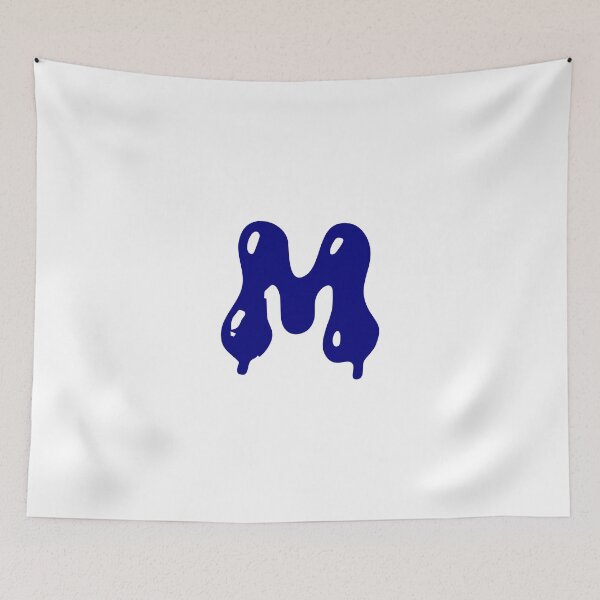Item preview, Glossy Dark Blue Liquid Letter M Typography Art designed and sold by uncoXab.