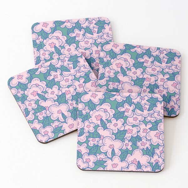 Item preview, Pink flowers drawn with a line in a seamless vector pattern designed and sold by Kizuneko.