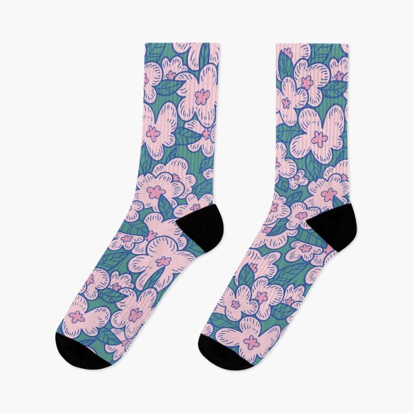 Item preview, Pink flowers drawn with a line in a seamless vector pattern designed and sold by Kizuneko.