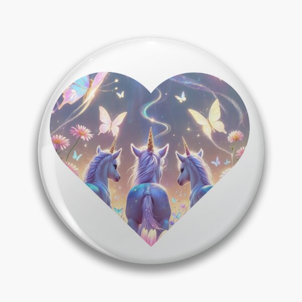 Artikelvorschau, Magical Unicorn & Butterflies in Heart Frame – Enchanted Fantasy Art entworfen und verkauft von Jennah.