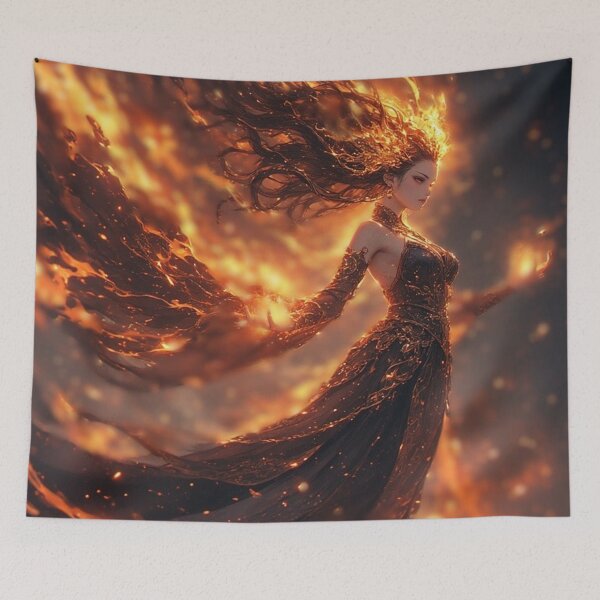 Item preview, Emberborne Fire Goddess – Cinematic Fantasy Art by NegarTv Designs designed and sold by NegarTv Designs.