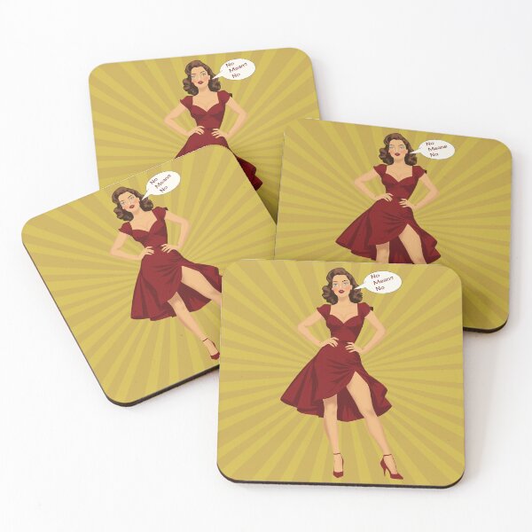 Item preview, "No Means No" Feminist Pin-Up Girl - 1950s Retro Art designed and sold by HansiniDesigns.