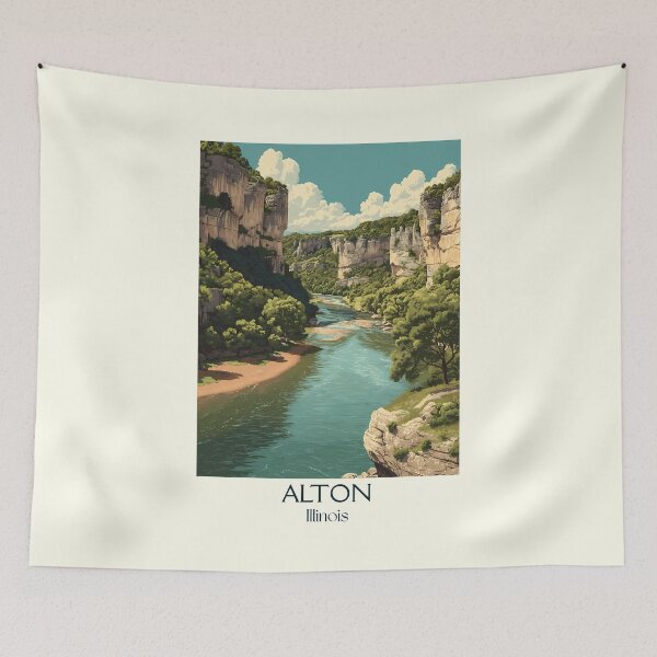 Item preview, Alton Illinois Vintage Travel Poster | Great River Road Art designed and sold by TuncGK.