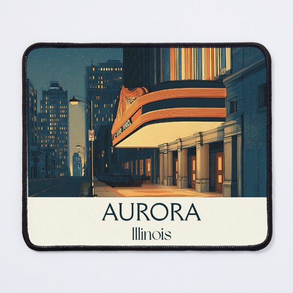 Item preview, Aurora Illinois Vintage Travel Poster | Retro Downtown Art designed and sold by TuncGK.