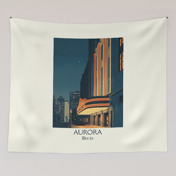 Item preview, Aurora Illinois Vintage Travel Poster | Retro Downtown Art designed and sold by TuncGK.