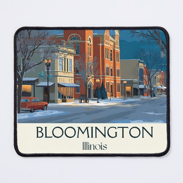 Item preview, Bloomington Illinois Vintage Travel Poster | Historic Courthouse Square designed and sold by TuncGK.