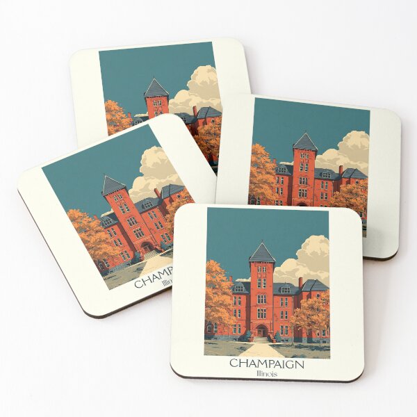 Item preview, Champaign Illinois Vintage Travel Poster | University Town Art designed and sold by TuncGK.