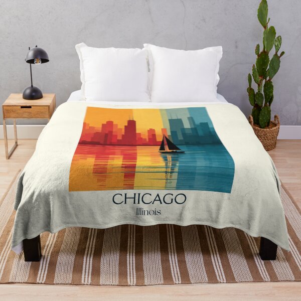 Item preview, Chicago Illinois Vintage Travel Poster | Lake Michigan Skyline designed and sold by TuncGK.