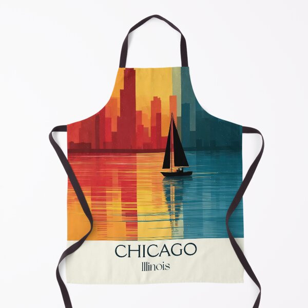 Item preview, Chicago Illinois Vintage Travel Poster | Lake Michigan Skyline designed and sold by TuncGK.