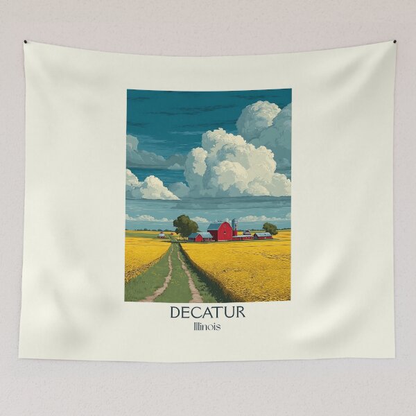 Item preview, Decatur Illinois Vintage Travel Poster | Central Illinois Farmland designed and sold by TuncGK.