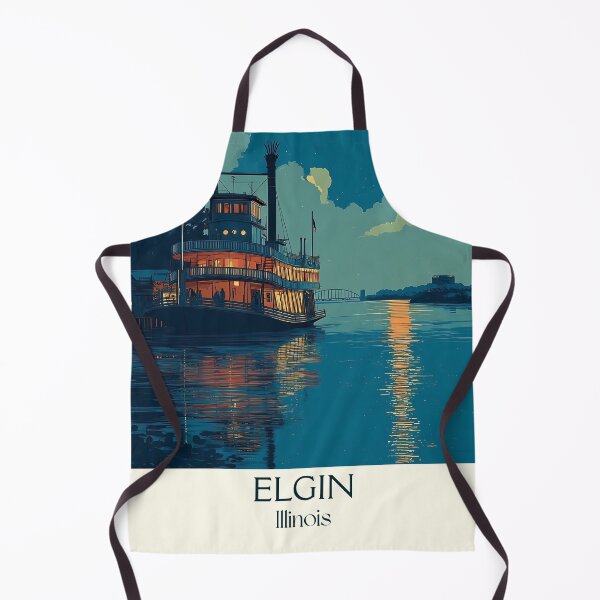 Item preview, Elgin Illinois Vintage Travel Poster | Fox River Steamboat Art designed and sold by TuncGK.